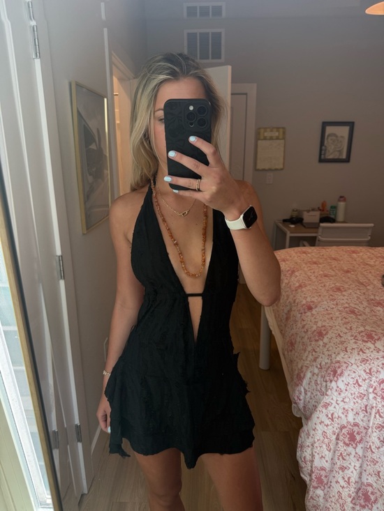 Edikted Dresses & Skirts - Black Halter Plunge Mini Dress